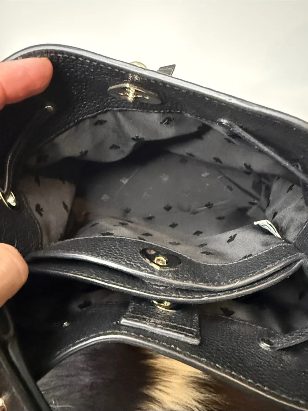 kate spade Marti Black Tweed Pebbled Leather Bucket Shoulder Bag